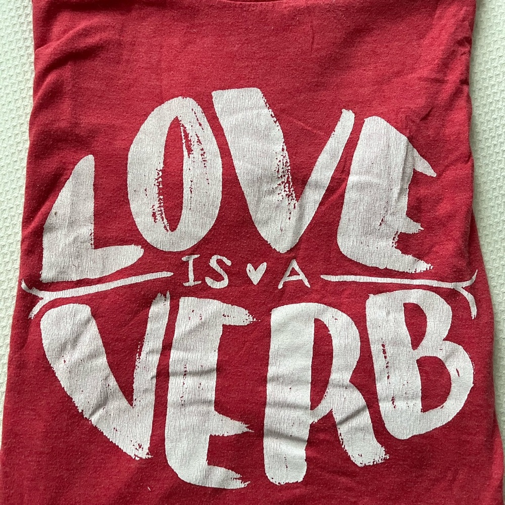 Bella Canvas Red Tee “Love is a Verb”